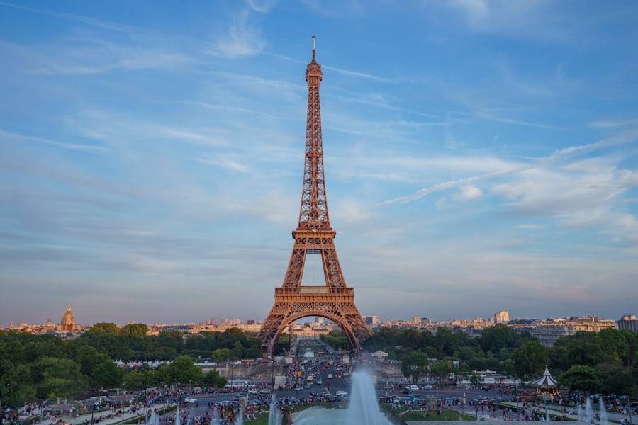 Visitors on the Eiffel Tower stairs
